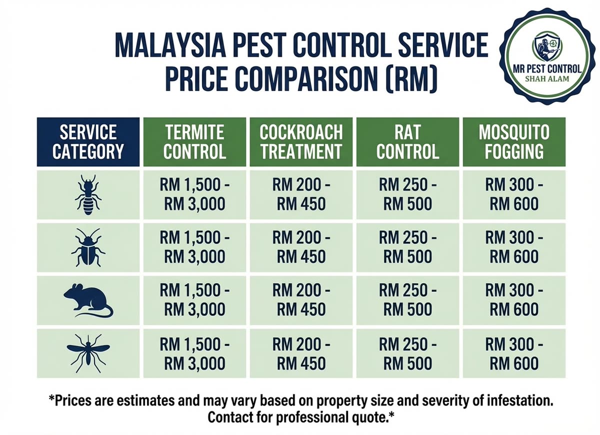 Pest Control Service Price Comparison in Malaysia
