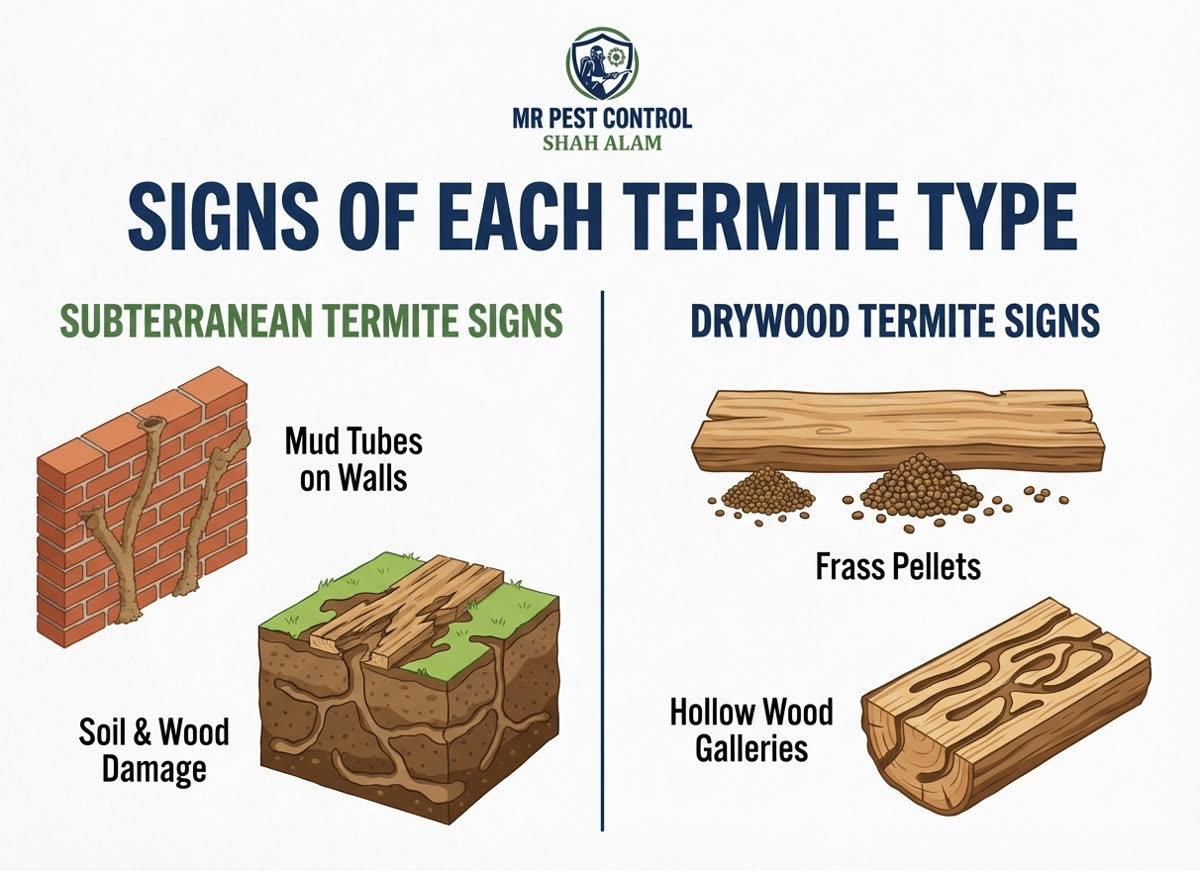 Signs of Each Termite Type