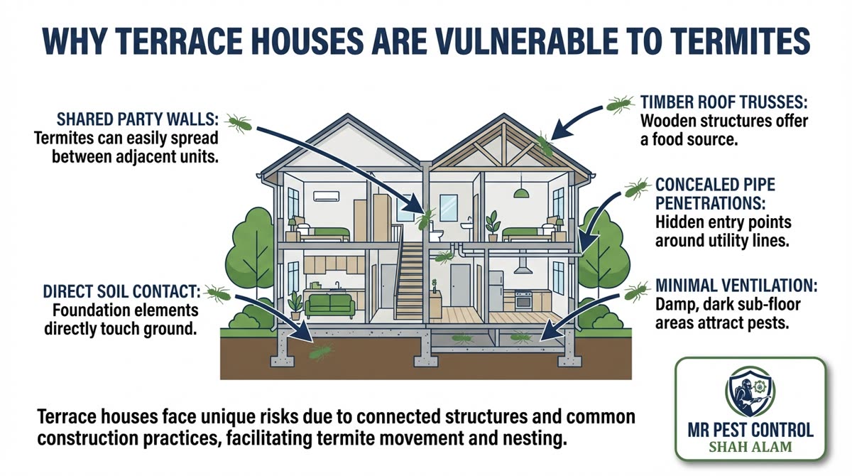 Why Terrace Houses Are Vulnerable to Termites
