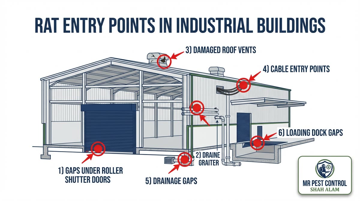 Rat Entry Points in Industrial Buildings