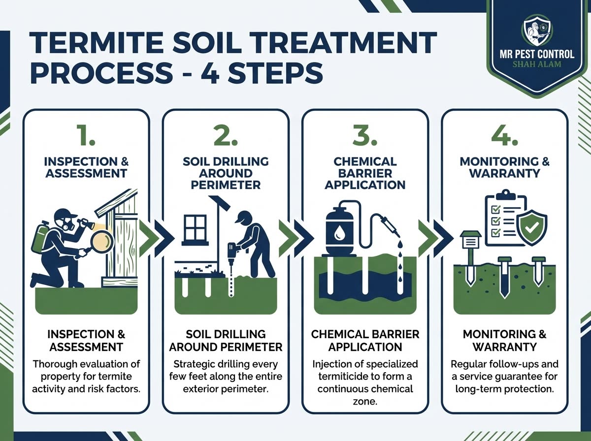 Termite Soil Treatment Process - 4 Steps